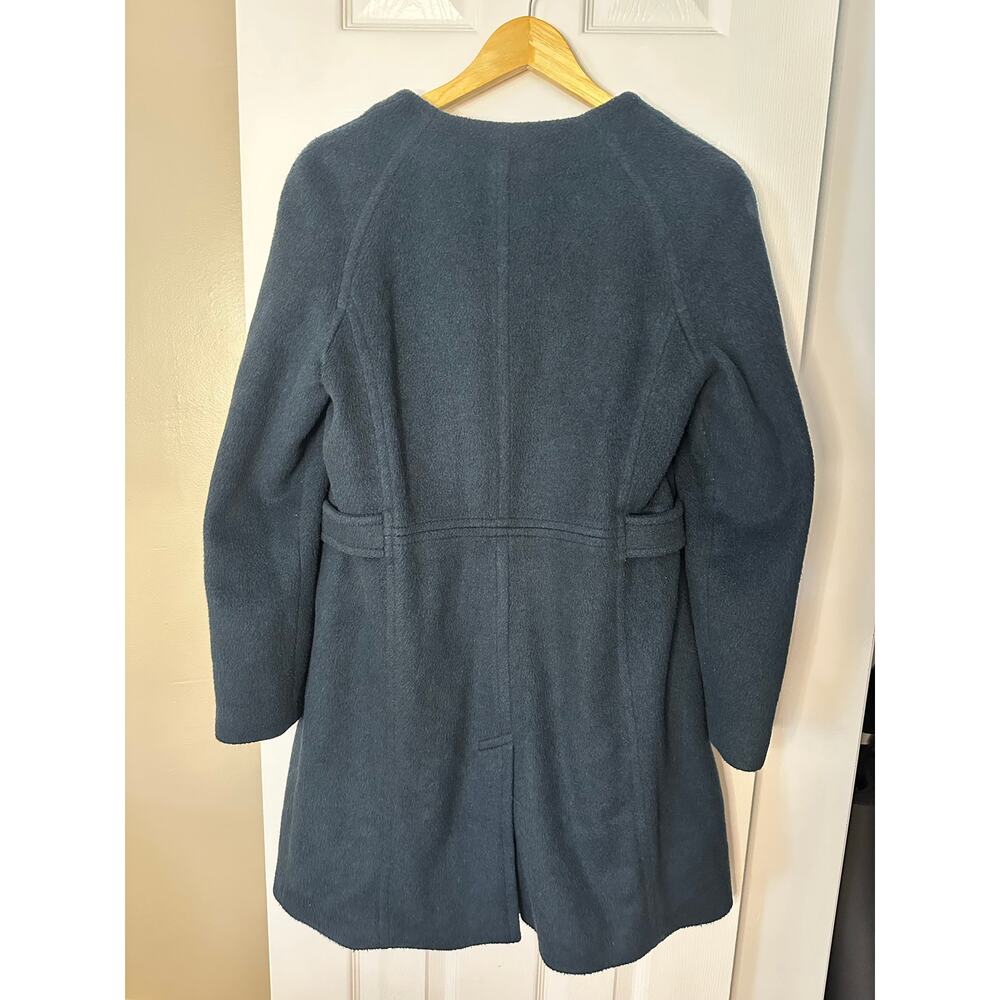 Banana Republic Blue Wool Coat Long Double Breasted Old Money Quiet Luxury M - Picture 2 of 6